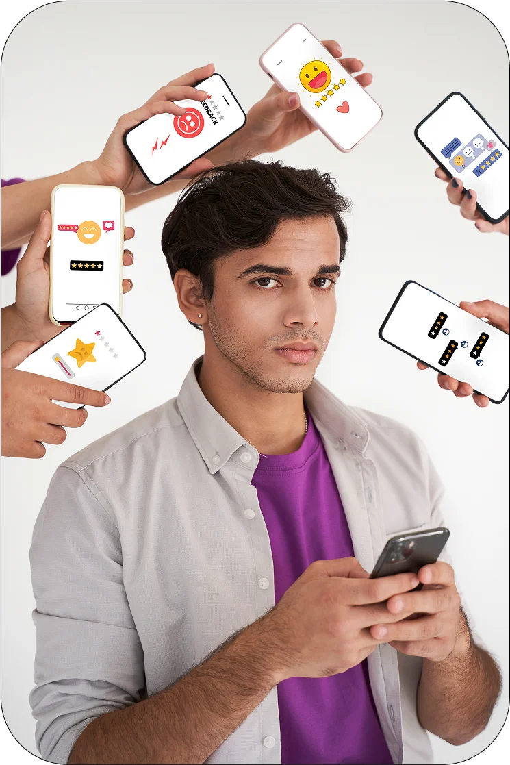 Creative customer experience collage, showcasing the Minimum Viable Product concept.